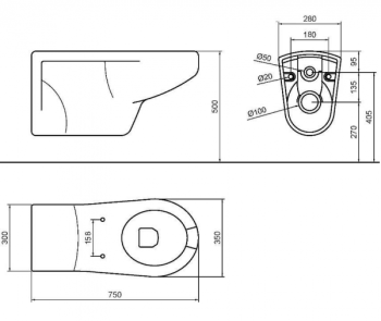 Унитаз керамический подвесной для МГН Nofer 13153.W