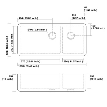Раковина керамическая кухонная Kerasan Hanna Glasse Oxfordshire 1003x470x254 , без сифона, толщина 40 , белый 543101