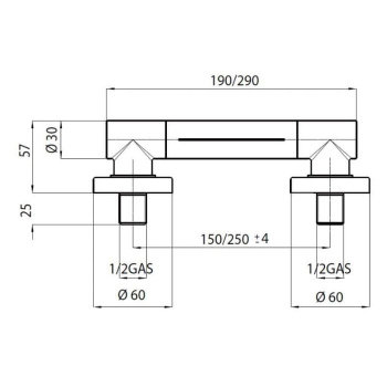 Bossini Cascata-Wall Излив для душа, &amp;quot;каскад&amp;quot;, цвет: хром I00271F.030
