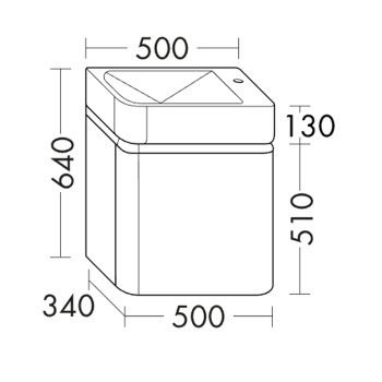 Burgbad B.ME Комплект мебели 50х34х64см., DX, подвесной, 1 дверца, c раковиной, с 1 отв., цвет: Anthrazit матовый SGUC050RF5988G0126C0037*1