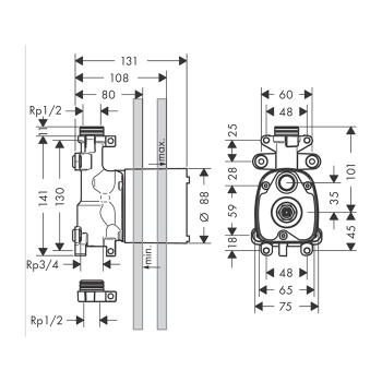 Скрытая часть для душа Hansgrohe Axor ShowerCollection 10650180