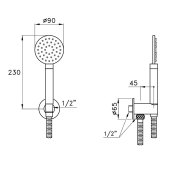 Душевой комплект с ручным душем Stella Sirius 304th , шлангом, держателем и подводом воды, хром SM 03121 CR00