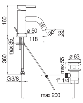 Смеситель для биде Nobili Live LV00119/1BM черный