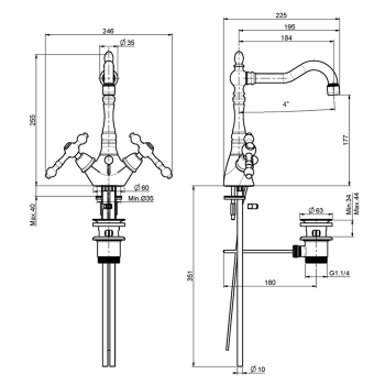 Смеситель для раковины Fima Carlo Frattini Epoque F5061BR бронза