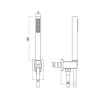 Набор для душа Gattoni душевая лейка c 1-м режимом, выпуск из стены- держатель душа, шланг 150, черный матовый KTQ01/PDNO