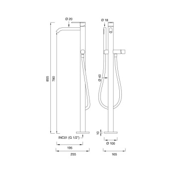 Смеситель для ванны CЕА Design Innovo INV 61 BK S сталь
