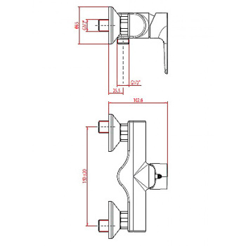 Смеситель для душа с одной рукояткой Gattoni H2omix3000 вывод снизу, хром 3025/30C0cr