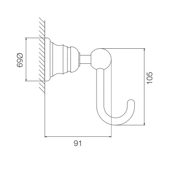 Крючок одинарный Fima Carlo Frattini Victory хром F6064/1CR