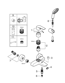 Смеситель для ванны Grohe Eurosmart 25276003