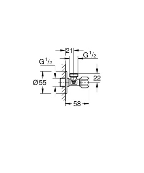 Вентиль угловой 1/2 дюйма GROHE, хром 2202500M