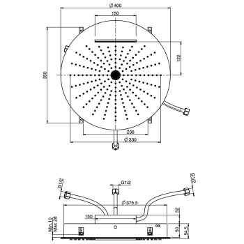 Верхний душ Fima Carlo Frattini Soffioni 40, 3 режима, потолочный, золото F5911OR