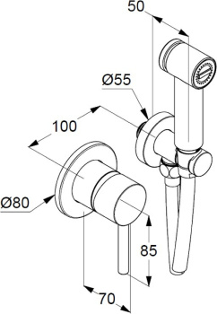 Kludi Bozz Гигиенический душ со смесителем , чёрный