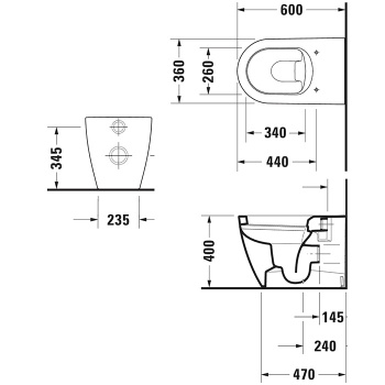 Чаша напольного унитаза Duravit Bento Starck Box D4600100 белый глянцевый