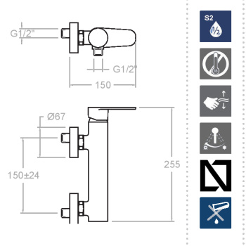 Смеситель для душа Ramonsoler Alexia с душевым комплектом 3608TR