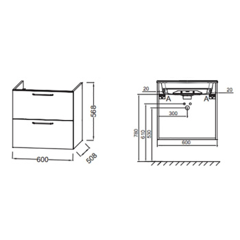 Тумба с раковиной Jacob Delafon Odeon Rive Gauche EB2520-R9-E52+EXBA112-Z-0 коричневая