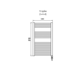Полотенцесушитель электрический Irsap Ares 580x818x30мм, 15 трубок-2 промежутка, мощность 400 ватт, с выключателем белым, провод 1200мм, белый EIS058I01IR01NNN03