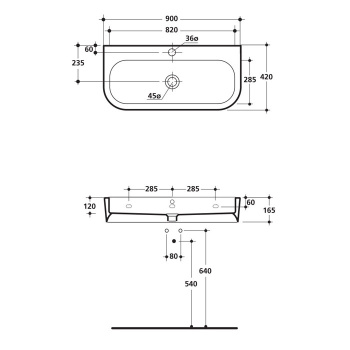 Раковина Kerasan Retro 69 69x52, с 1 отв, черный глянцевый 104604 nero*1