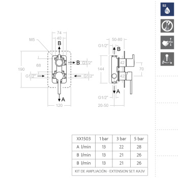 Смеситель для душа Ramonsoler Drako встраиваемый на 3 выхода 331503S