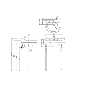 Комплект для подстолья Burlington Regal T62 GOLD золото