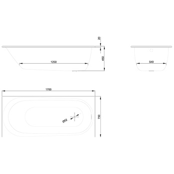 Стальная ванна Bette Comodo 170x75 1250-000 AS
