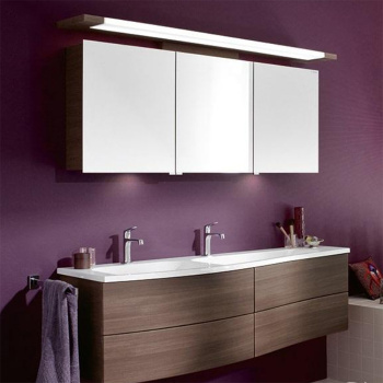 BURGBAD Sinea 1.0  Комплект подвесной мебели 161 см, база с 4 выдвижными ящиками, раковина двойная, с зеркальным шкафом с верхней подсветкой, цвет: капучино SPLA160 K0520