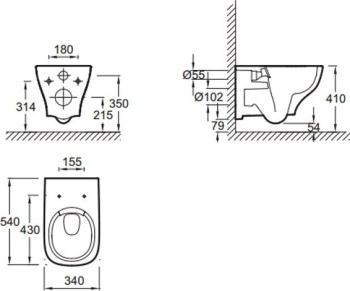 Унитаз c инсталляцией Jacob Delafon Struktura EDF103-BL