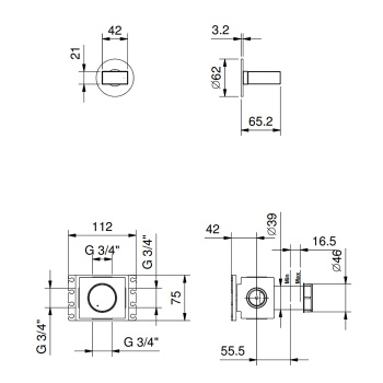 Запорный вентиль Fantini Venezia без ручки, внешняя часть, хром 29 02 N291SB