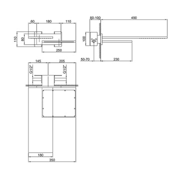 Двойной верхний душ Fantini Venezia латунь, настенный, золото плюс 86 01 8035B