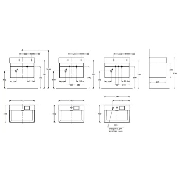Тумба LOGICA подвесная Kerama Marazzi 2 ящика 70 см стальной серый LOG.70.2\ST