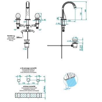 Смеситель для раковины THG Moon Dragon U5G-A02-151 хром