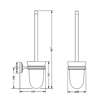 Туалетный ершик Jorger Belledor 631.00.000.035 с настенным держателем, серебряный никель