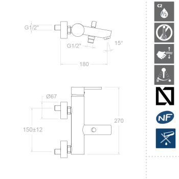 Смеситель для ванны Ramonsoler Drako 3305S