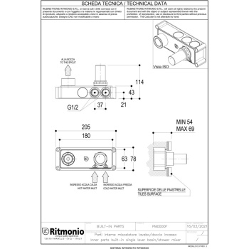 Внутренняя часть Ritmonio Built-in kit для гигиенического душа PM0000F