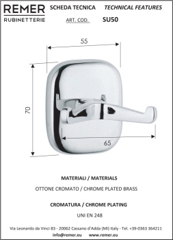 Крючок Remer Suite хром (CR) SU50CR