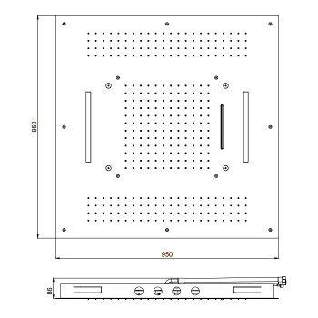 Верхний душ Almar Square Chromotherapy 4 режима, Brushed Stainless Steel, E044173.BS
