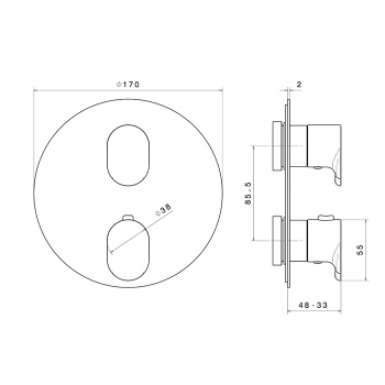 Встраиваемый термостатический смеситель для душа OLE с регулировкой температуры Kerama Marazzi хром 67638EKM.21.018