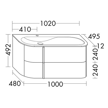 Burgbad Lavo 2.0 Комплект мебели 102х49.5х49.2см., левый, 2 ящика, раковина Velvet с сифоном, с 1 от