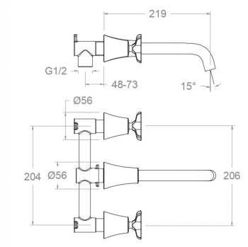 Смеситель для раковины Ramonsoler Adagio встраиваемый графит 912001GR