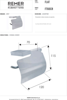 Держатель туалетной бумаги Remer Flat хром (CR) FT60CR