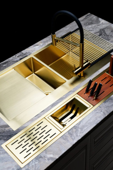 Мойка кухонная Omoikiri Akisame 100-2-GM-L вороненая сталь 4973103