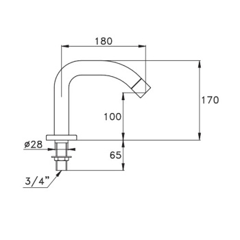 Излив для установки на борт ванны Stella Aster на 0/255, хром UN 09007 CR00