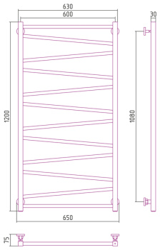 Полотенцесушитель водяной Сунержа Сирокко 1200х600 00-0253-1260, Хром