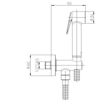 Bossini Paloma Гигиенический душ с держателем с подводом воды, шланг 125см., цвет: хром C69038B.030
