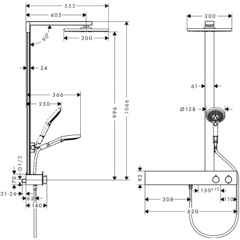 Душевая система Hansgrohe Raindance E 27363000, хром