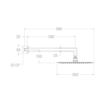 Верхний душ Ramonsoler настенный квадратный нержавеющая сталь никель BHRK300NC