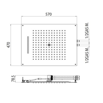 BOSSINI DREAM/2 Верхний душ 570 x 470 мм, 2 режима (дождь, водопад), цвет: хром H38926.030