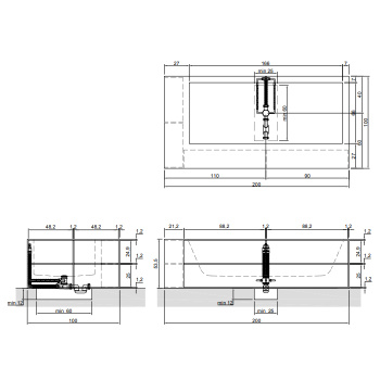Ванна из искусственного камня Antonio Lupi Biblio 200x100 BIBLIO103.SX