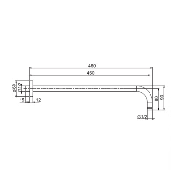 Держатель верхнего душа Fima Carlo Frattini Wellness 450, настенный монтаж, чёрный матовый F2138NS.45