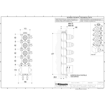 Внутренняя часть универсальная Ritmonio Built-in kit термостатическая на 4 источника PM0030M