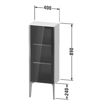 Duravit XViu Шкаф подвесной 890x400x240мм, со стеклянной дверью, 2 стеклянные полки (петли справа), цвет: walnut dark/черный матовый